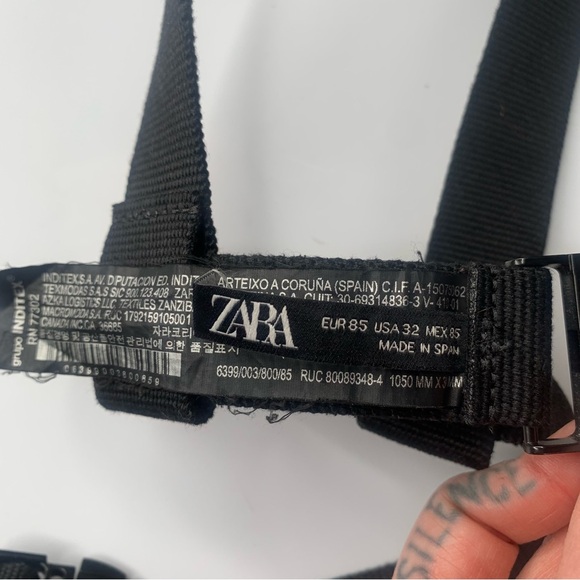 Zara Harness Belt Bundle Canvas Green Black Metal Clasp Sz 32 Med - Picture 6 of 7